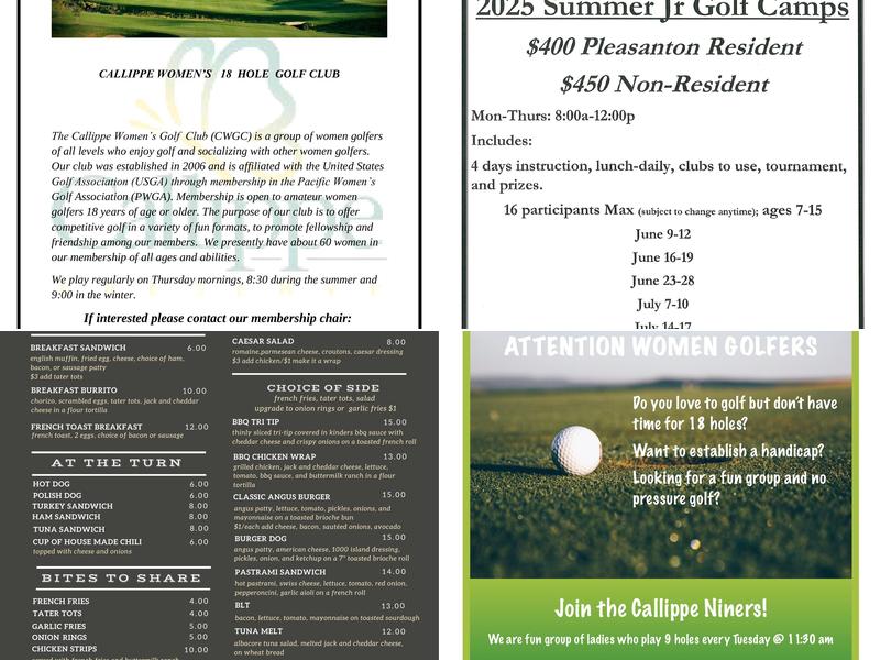 Callippe Vista Restaurant Menu