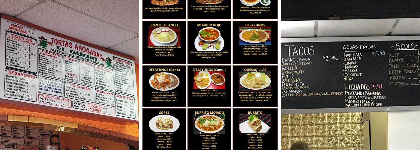 Tortas El Guero Menu