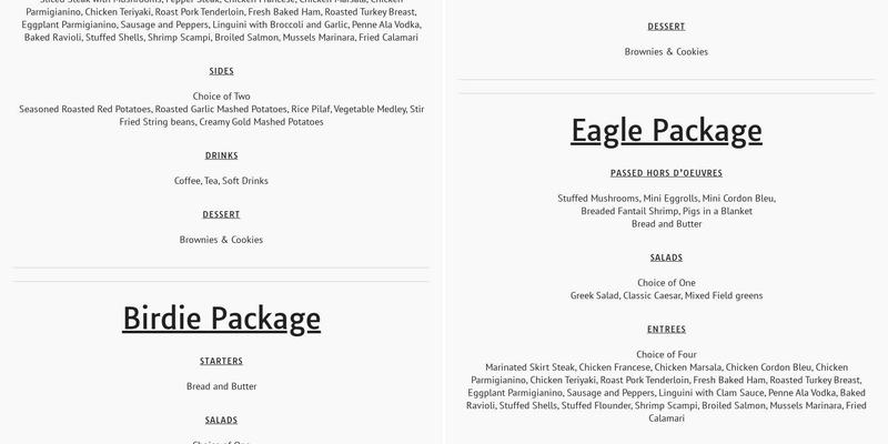 Spring Lake Catering Ent. Menu