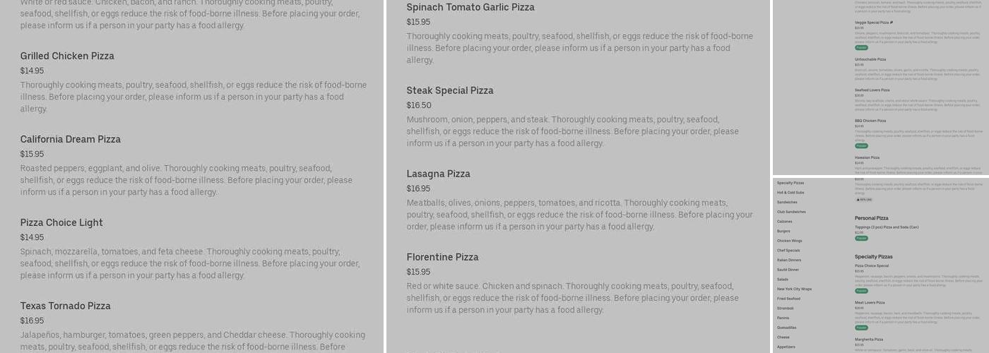 New York Pizza Menu