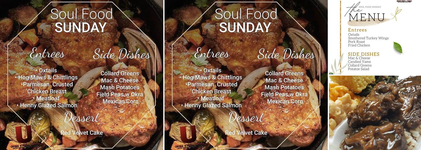 Unique Wings & Thangs Menu