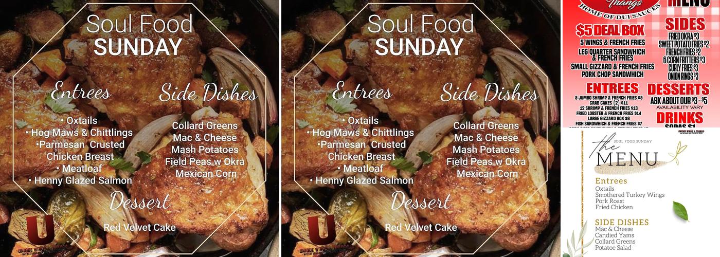 Unique Wings & Thangs Menu