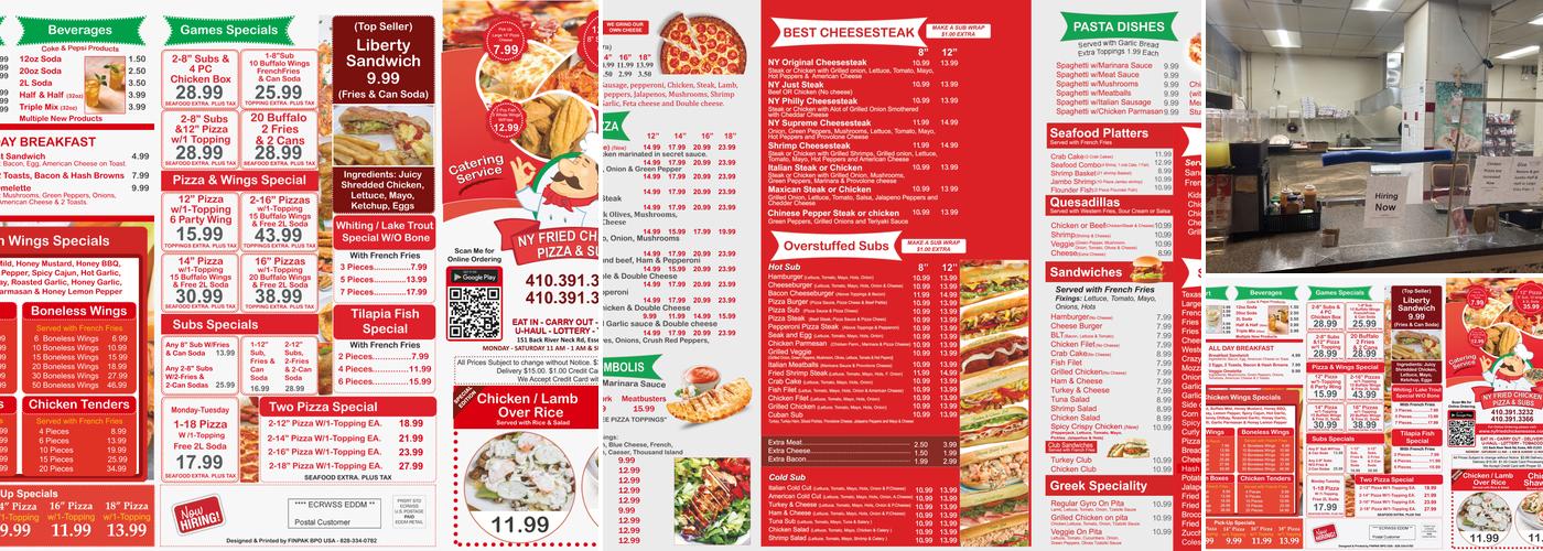 New York Fried Chicken Pizza & Subs Menu
