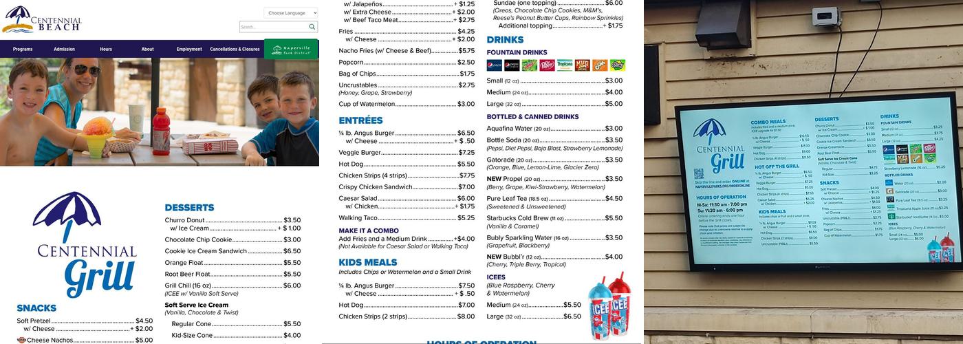Centennial Grill Menu