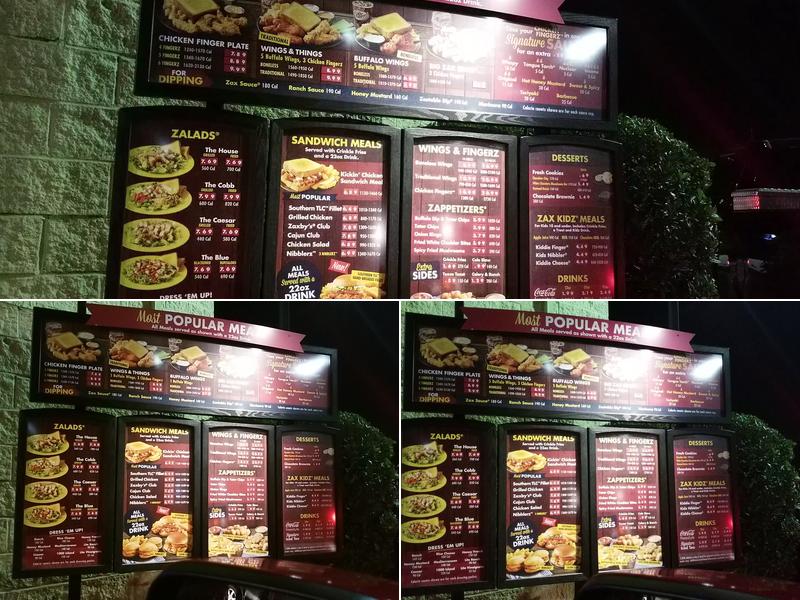 Zaxby's Chicken Fingers & Buffalo Wings Menu