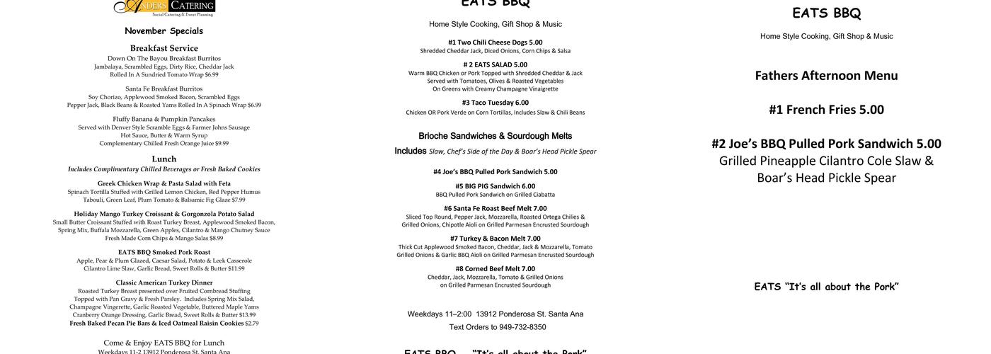 Anders Catering - EATS BBQ Menu