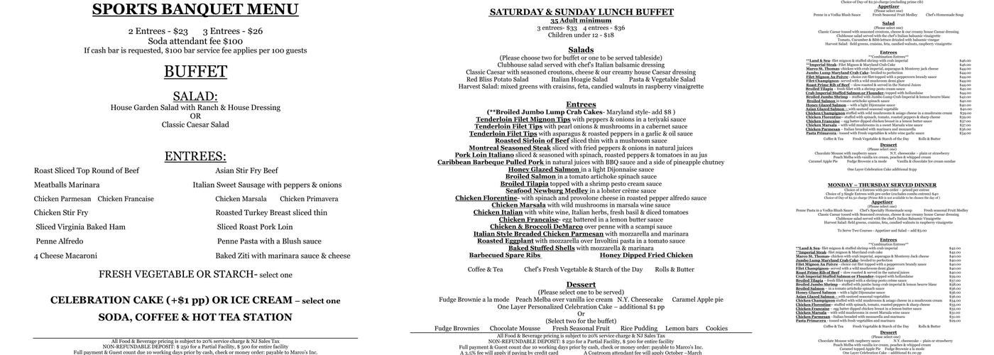 Indian Spring Country Club Events by Marco's Menu