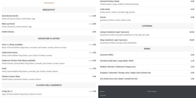 E Croissants Cafe Menu