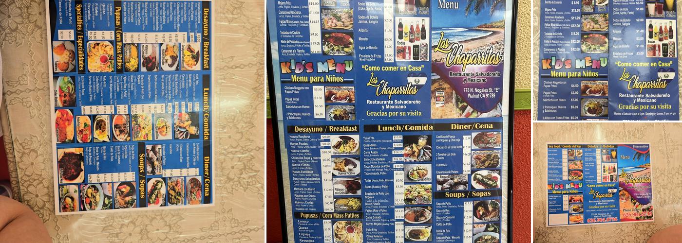 Las Chaparritas Menu