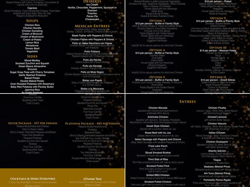 Progressive Dining Group Menu