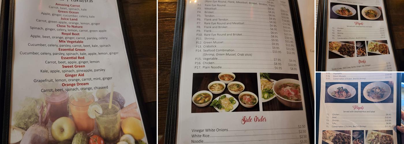 Pho Char Menu