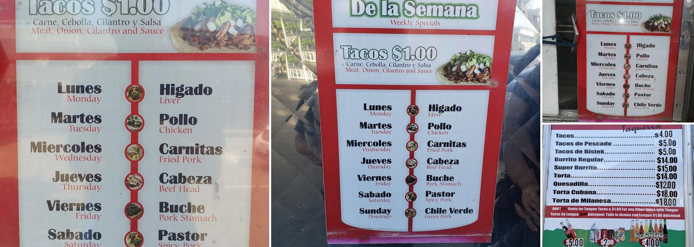 Taqueria El Indio Menu