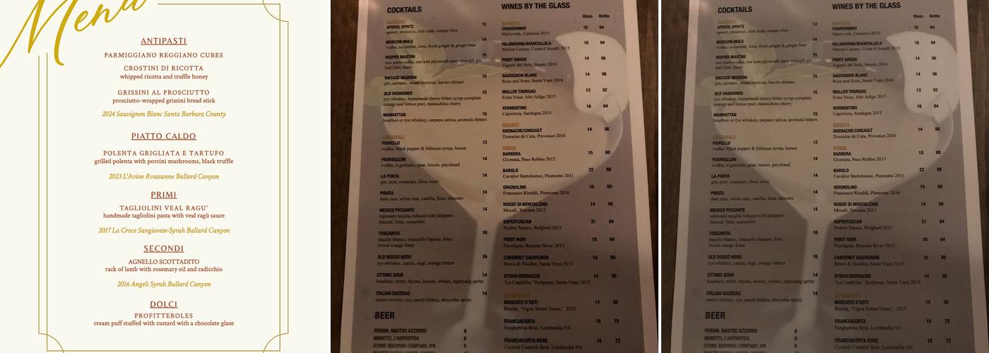 Toscana Brentwood Menu