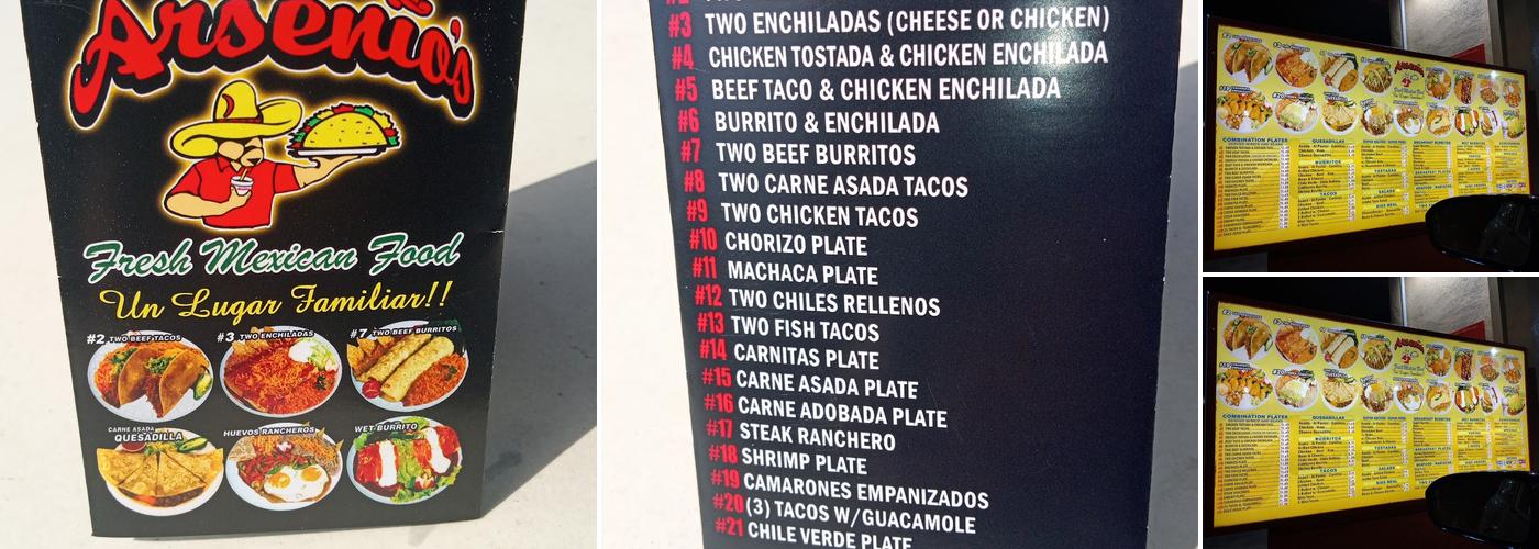 Arsenio's Menu