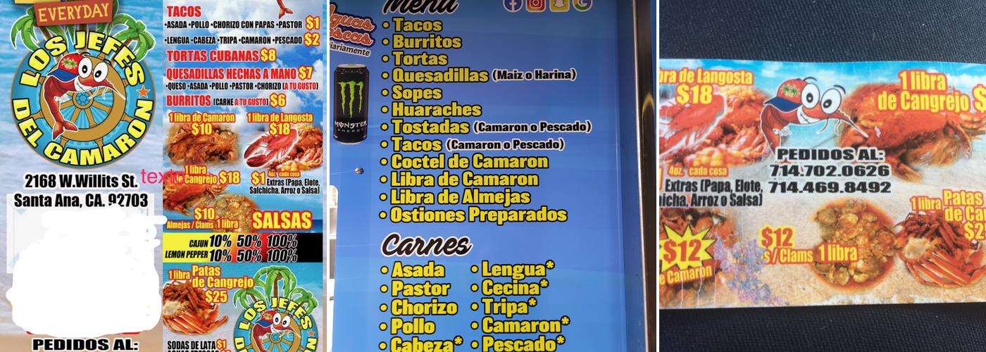 Los Jefes Del Camaron Menu
