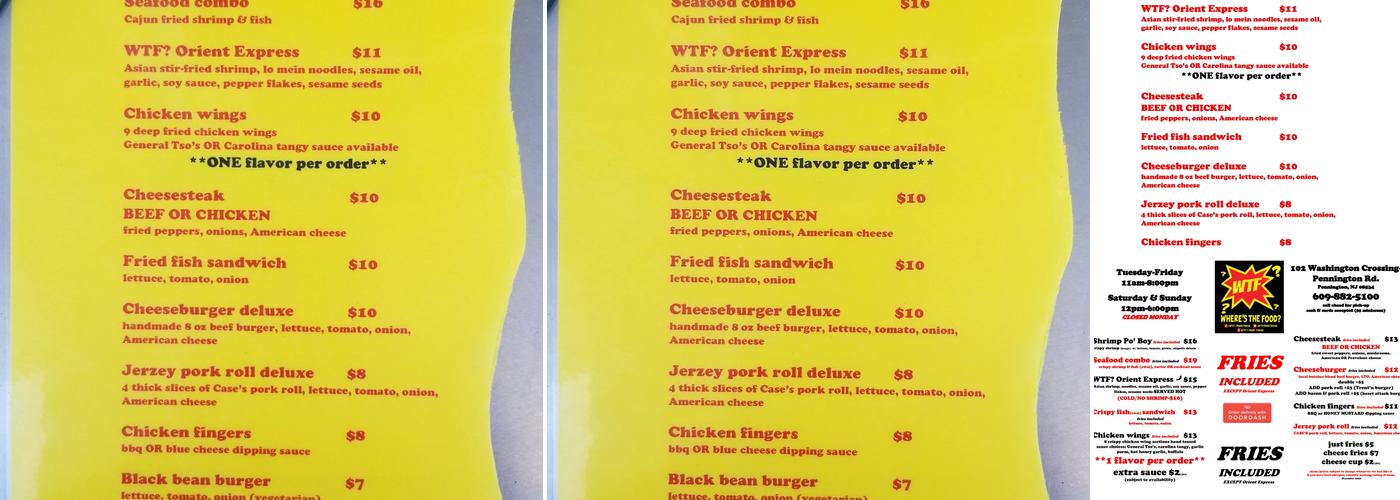 WTF? Where's The Food Menu