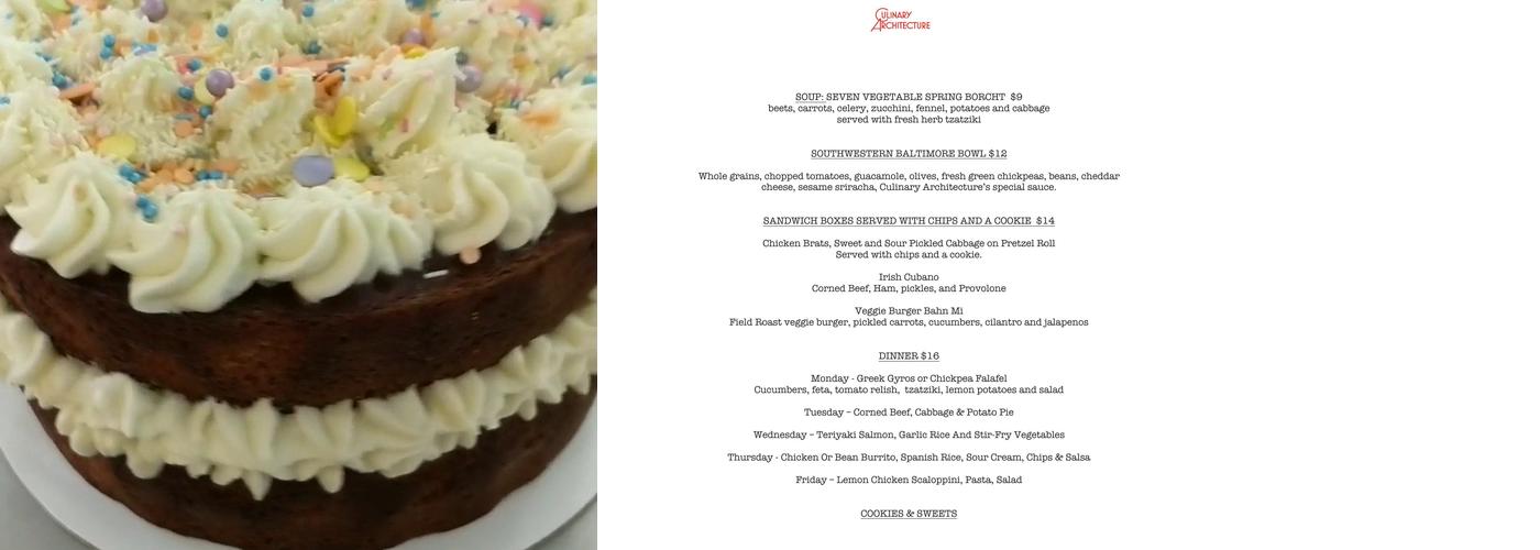 Culinary Architecture Menu