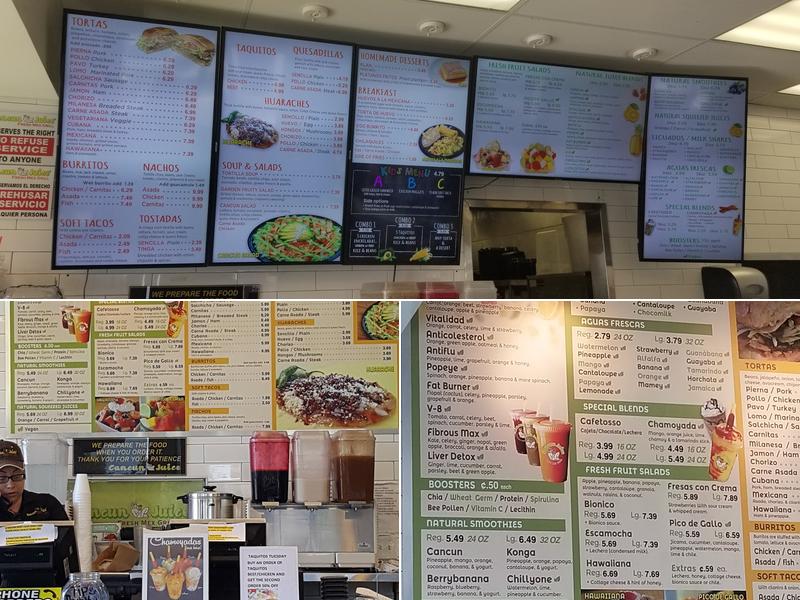 Cancun Juice Fresh Mex Grill Menu