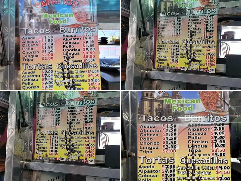 Tacos Los Tapatios Menu