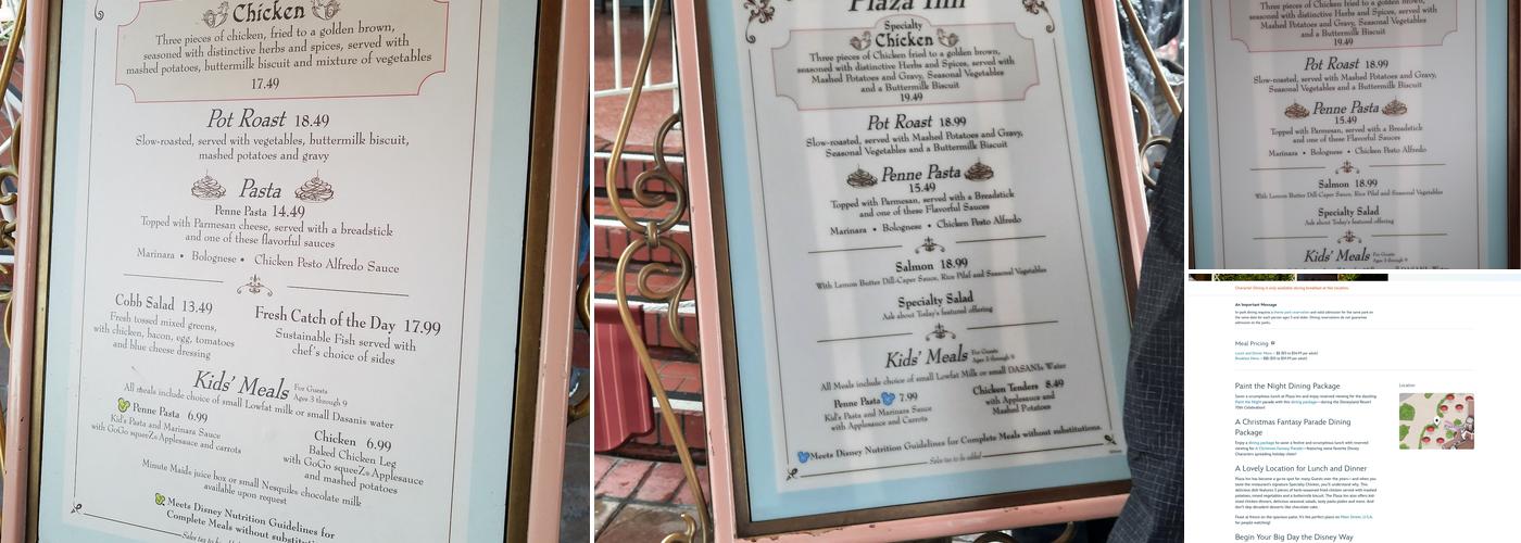 Plaza Inn Menu