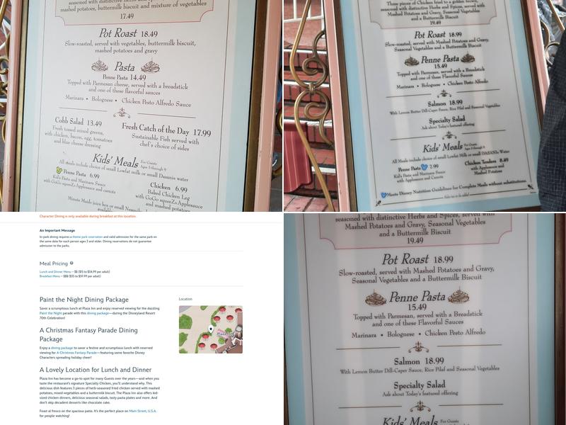 Plaza Inn Menu