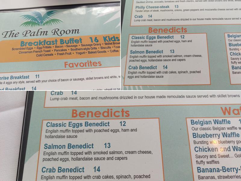 The Palm Room Restaurant Menu