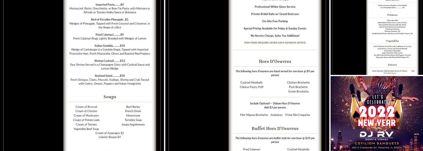 Cotillion Banquets Menu