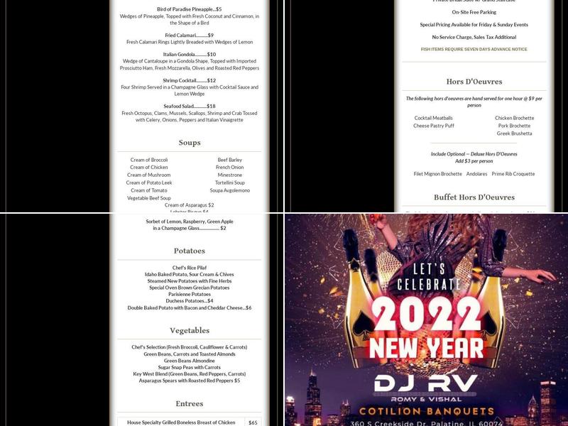 Cotillion Banquets Menu