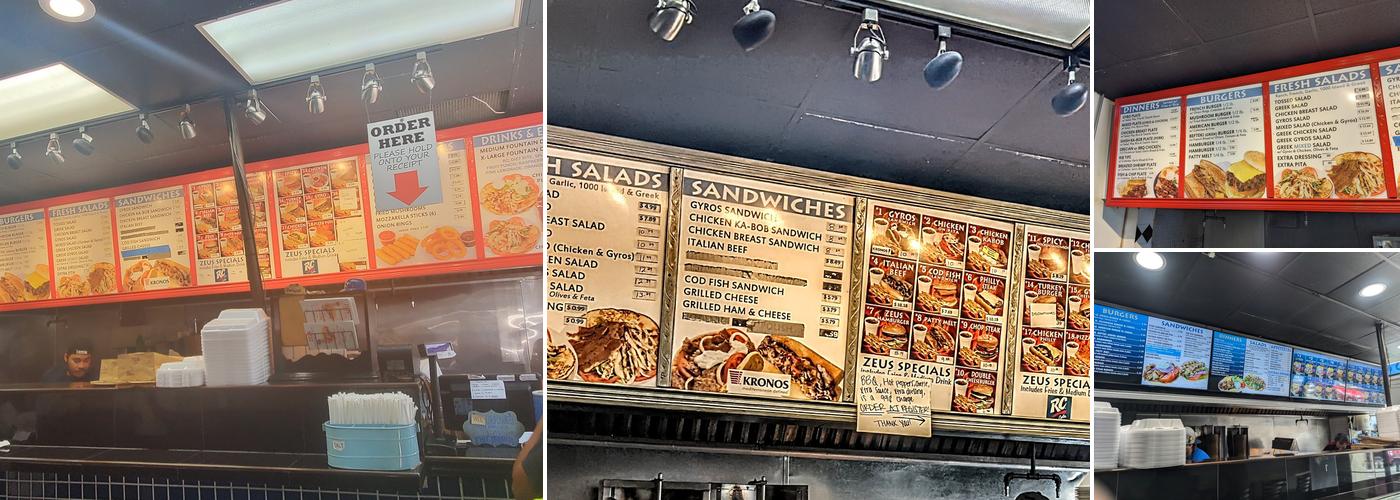 Zeus Restaurant Menu