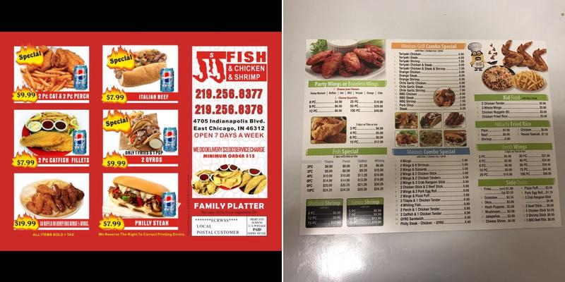 J J Fish Menu