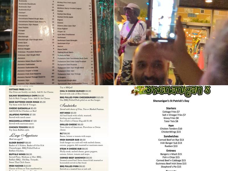 Shenanigan’s Irish Pub Menu