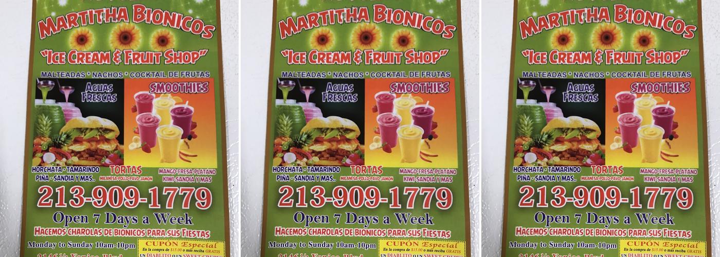 Marthitas Bionicos Menu