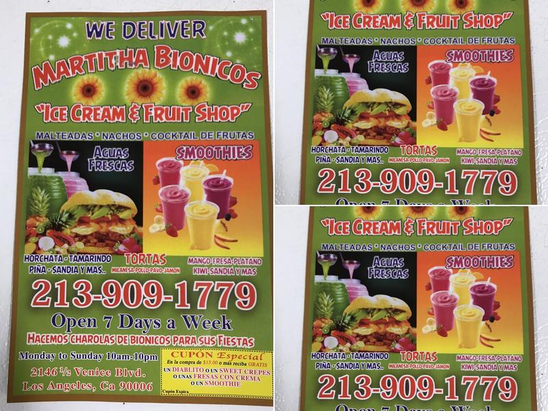 Marthitas Bionicos Menu