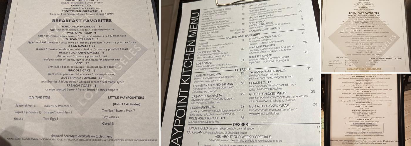 Waypoint Kitchen + Bar Menu