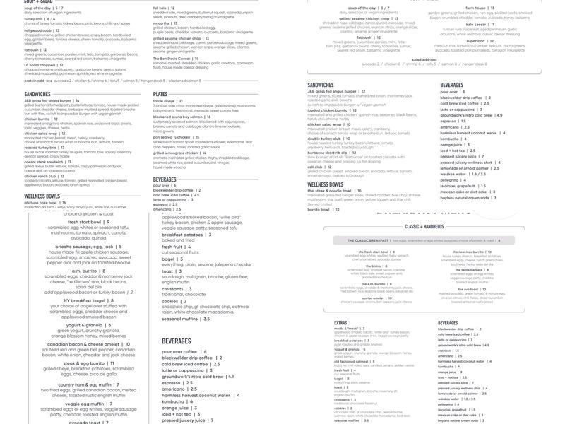 Jack & Ben's Menu