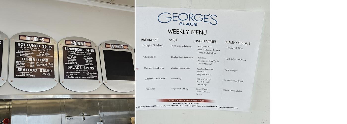 Georges Place Menu