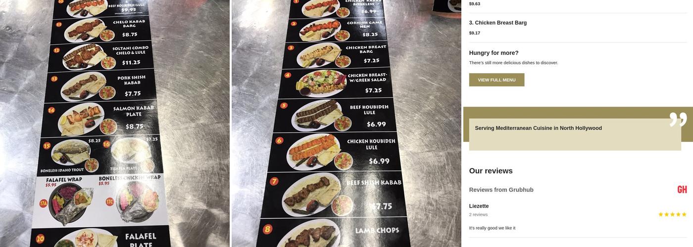 Kabab Kabab Menu