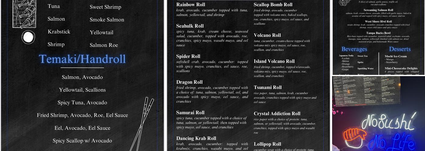 BluWave Sushi Tampa Menu