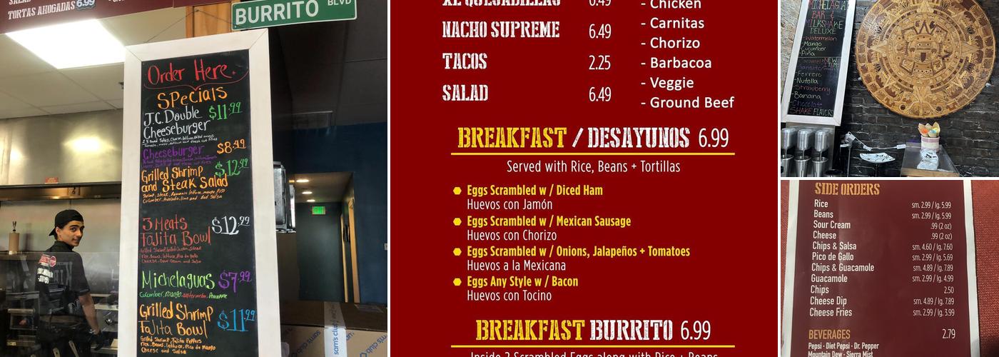 Burrito Stop Mex and American Grill Menu