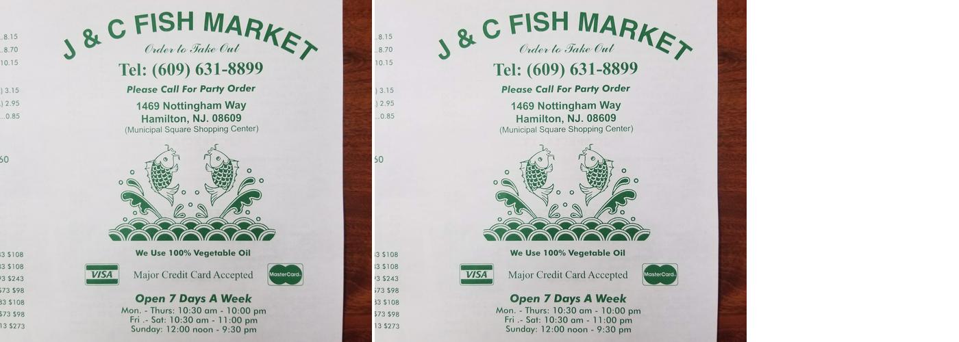 J C Fish Market Menu