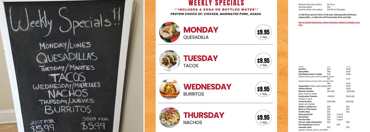 La Taqueria Menu