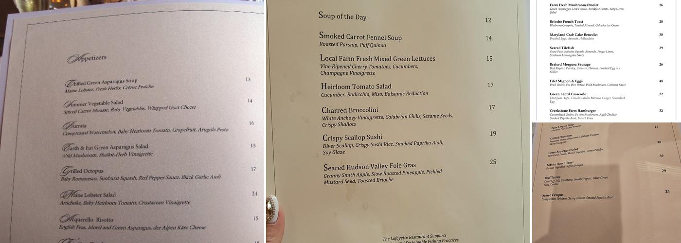 The Lafayette Menu