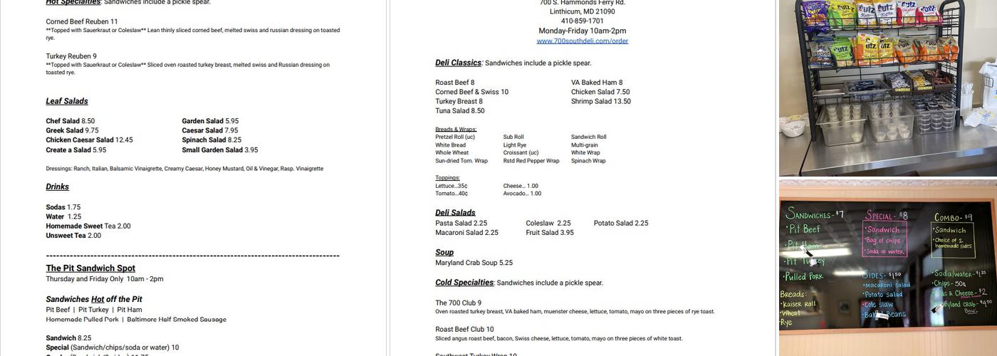 The Pit Sandwich Spot @ 700 South Menu