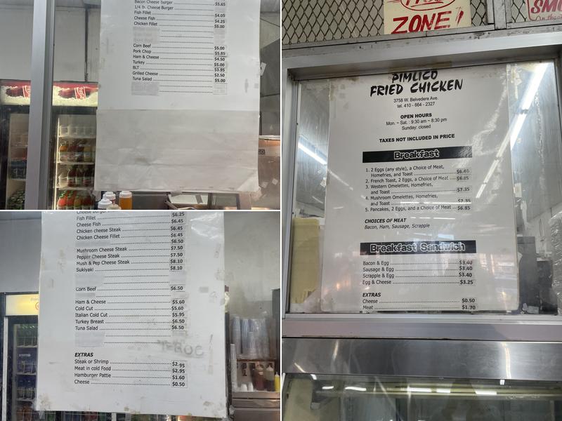 Elora fried chicken Menu