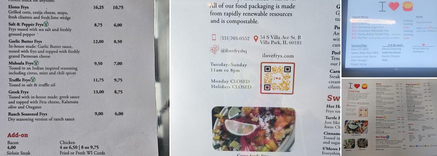I LOVE FRYS Menu