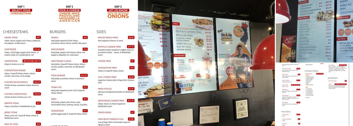 Meatheadz Cheesesteaks Menu
