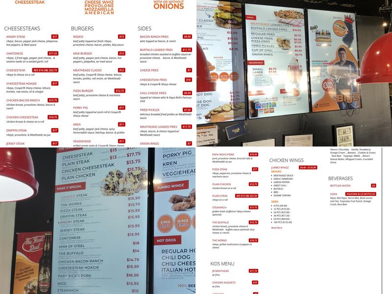 Meatheadz Cheesesteaks Menu