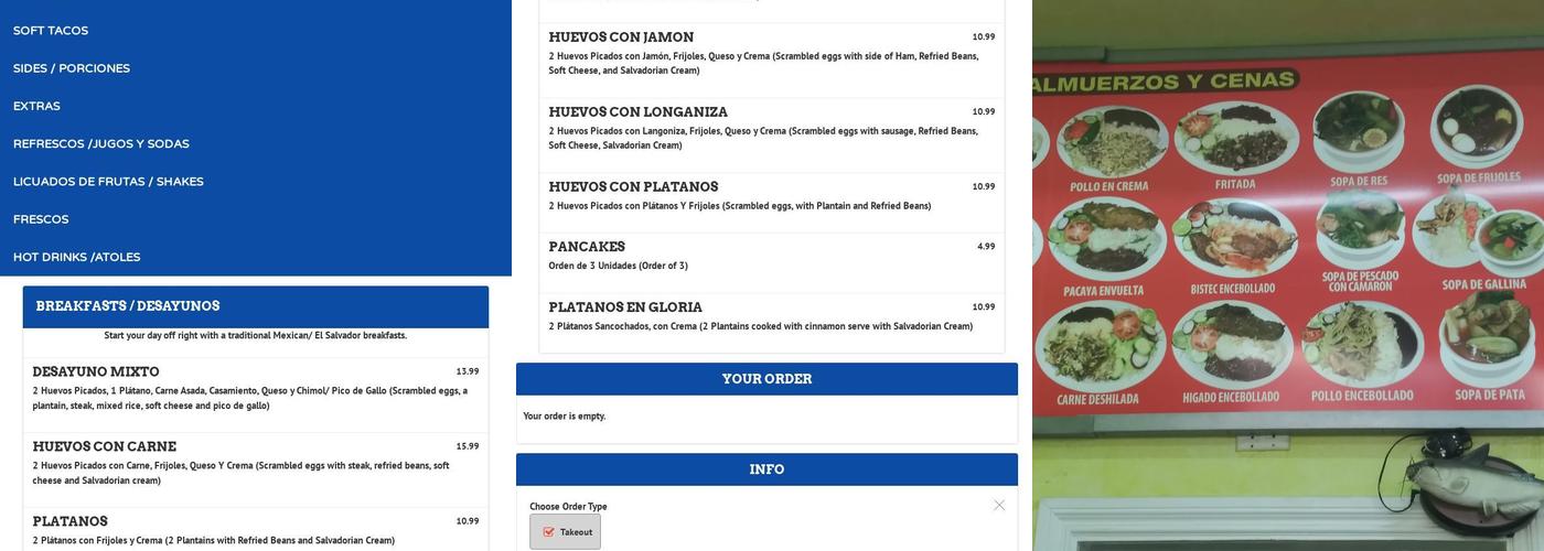 Coma Pronto Restaurant Menu