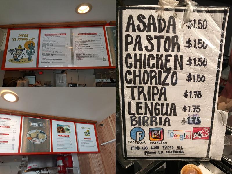 TACOS EL PRIMO Menu