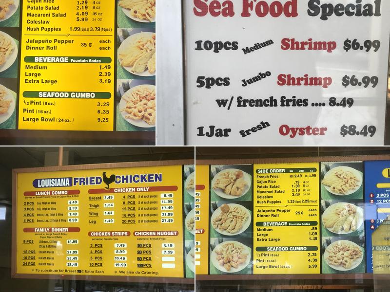 Cajun Fried Chicken Menu